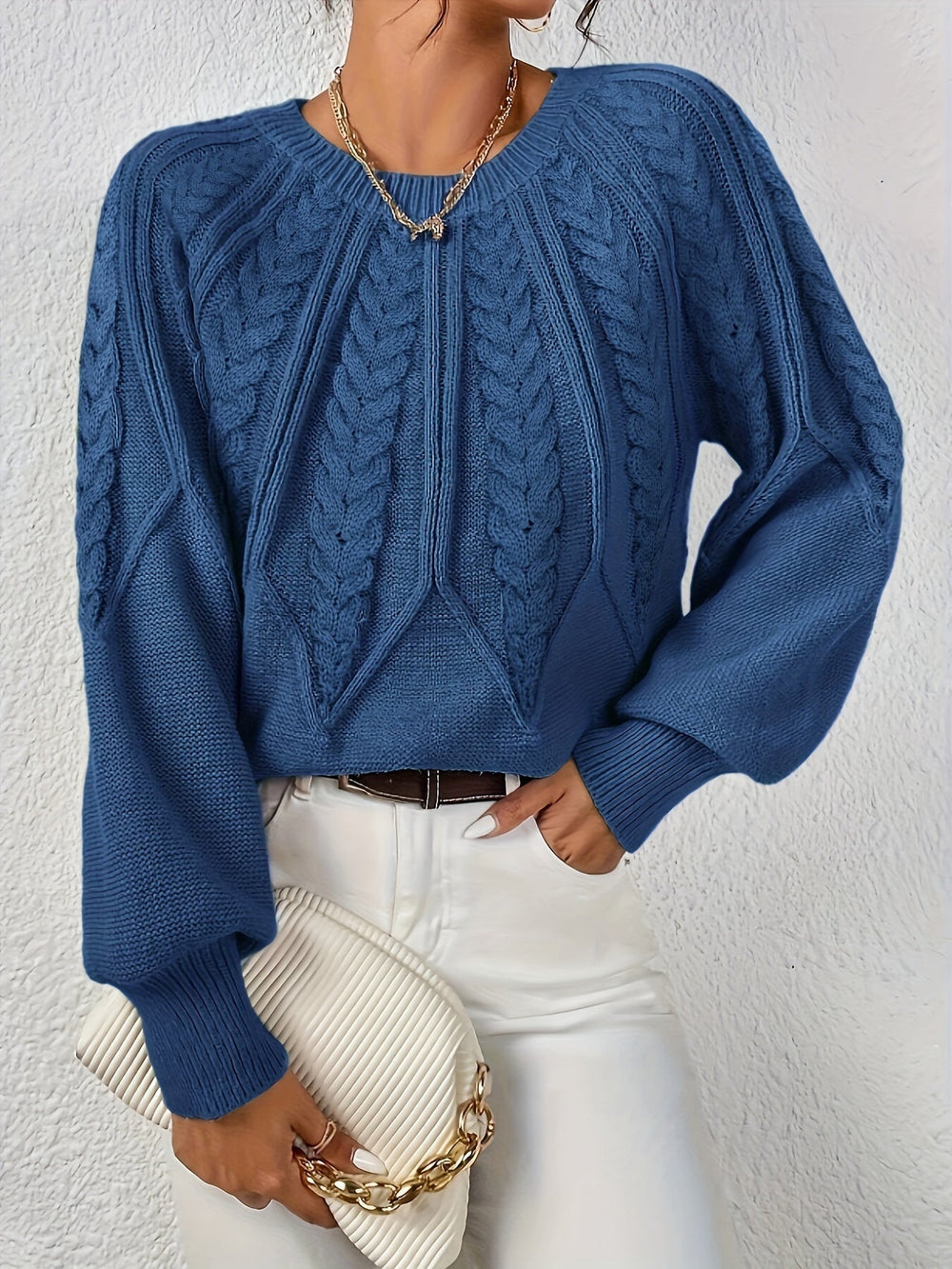Mabel cable knit balloon sleeve sweater – image 9