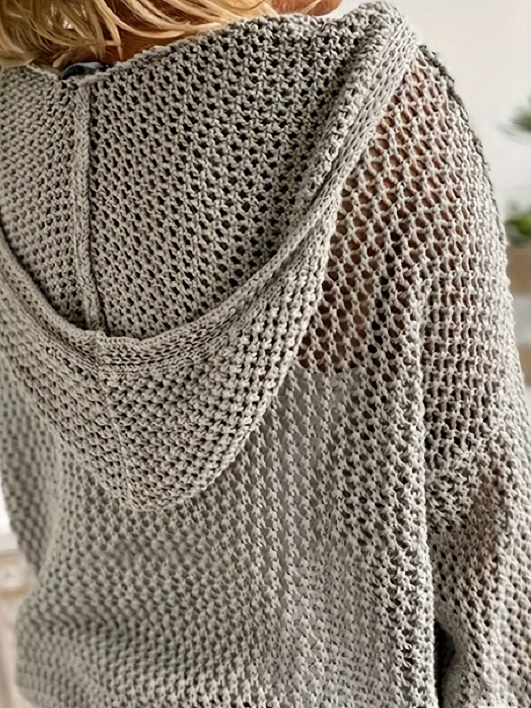 Mallory lightweight open knit hooded sweater – image 8