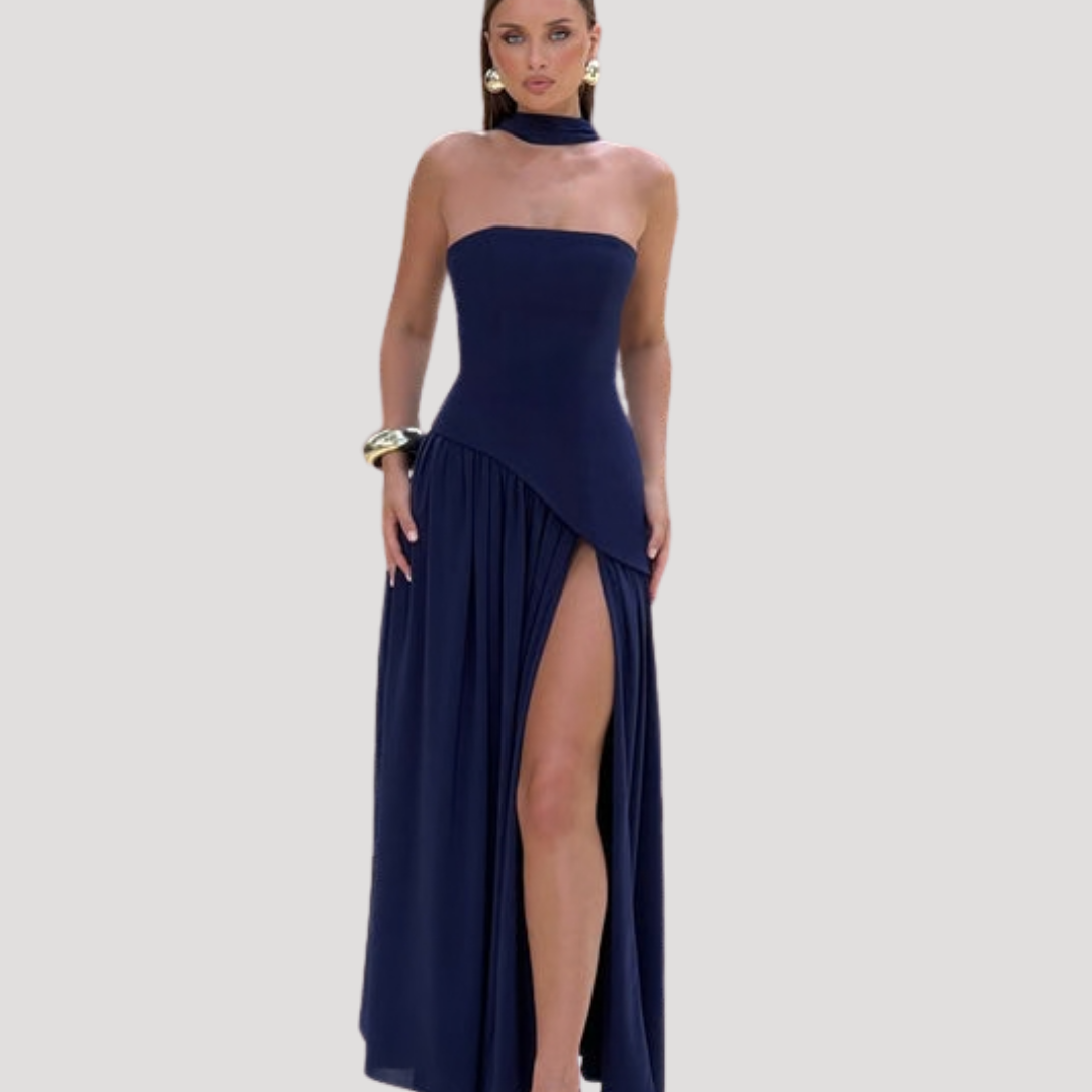 Cecily strapless maxi dress with choker neck – image 3