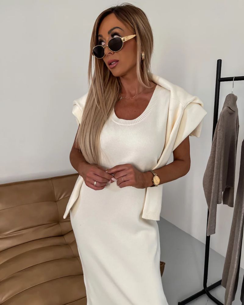 Lavinia turtleneck top and knit midi dress set – image 2