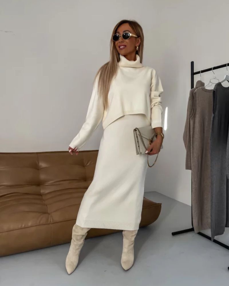 Lavinia turtleneck top and knit midi dress set