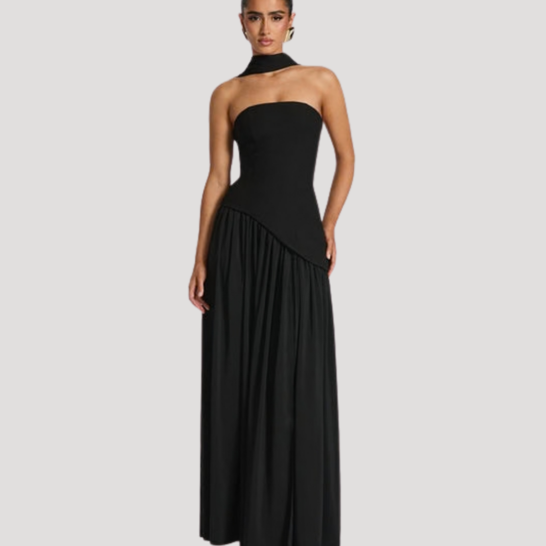 Cecily strapless maxi dress with choker neck – image 4