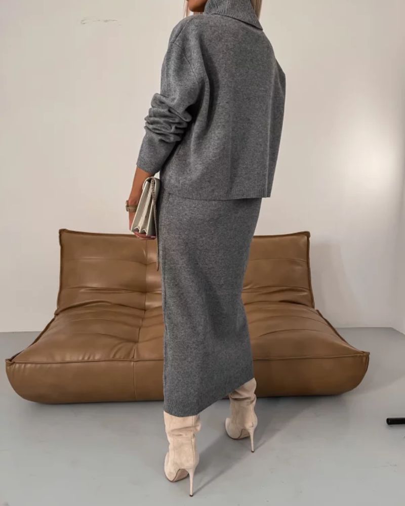 Lavinia turtleneck top and knit midi dress set – image 4