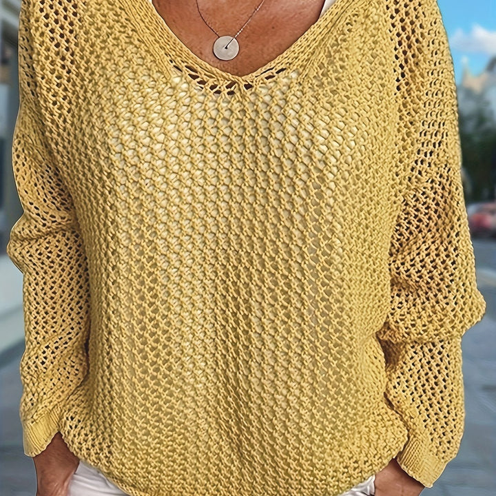 Mallory lightweight open knit hooded sweater – image 15