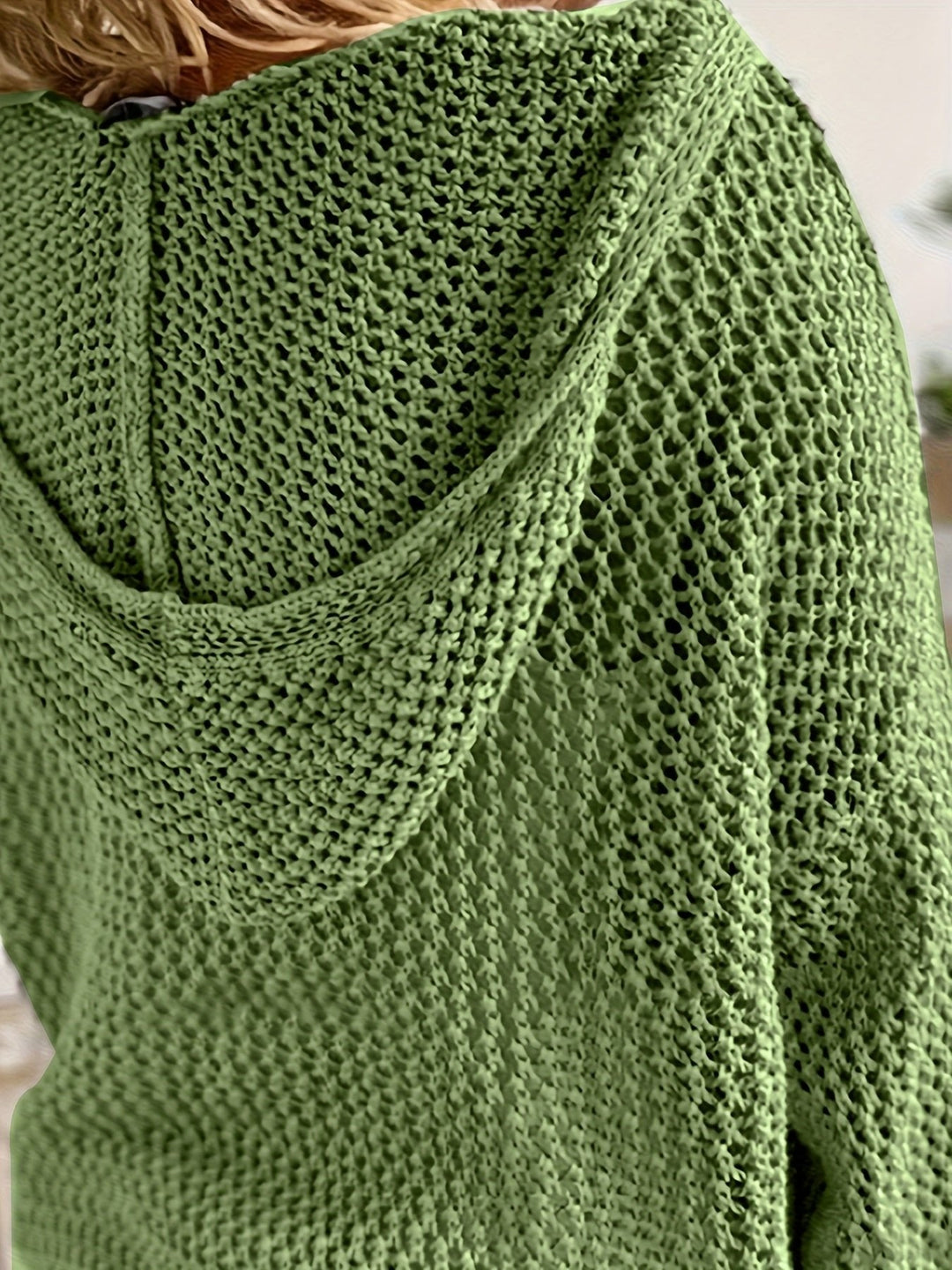 Mallory lightweight open knit hooded sweater – image 6