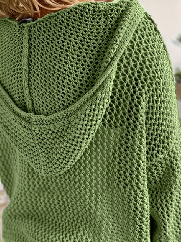 Mallory lightweight open knit hooded sweater – image 6