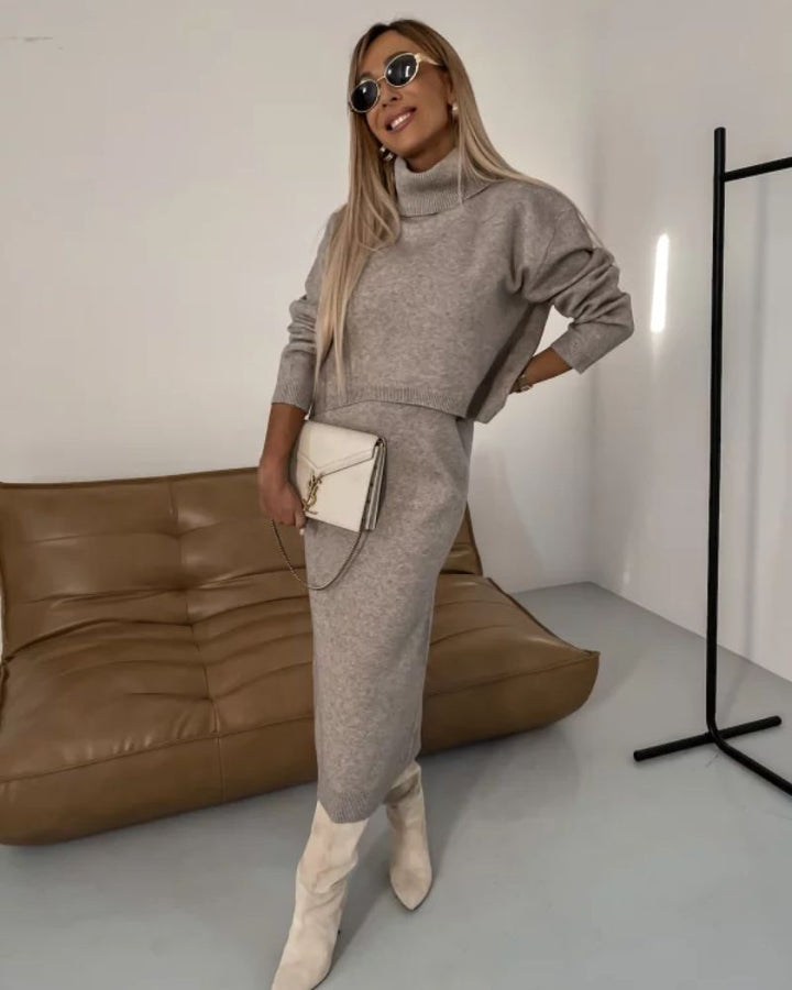 Lavinia turtleneck top and knit midi dress set – image 5