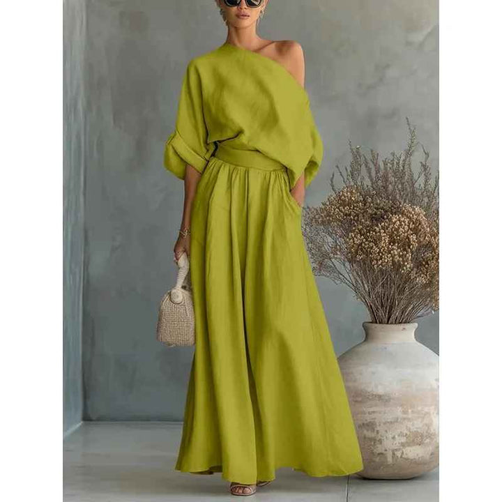 Lisette off shoulder top and tapered pants set – image 3