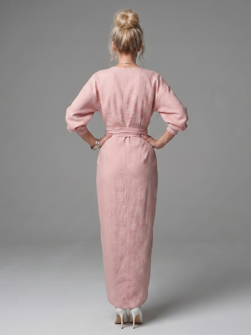 Talia long sleeve draped wrap maxi dress – image 11