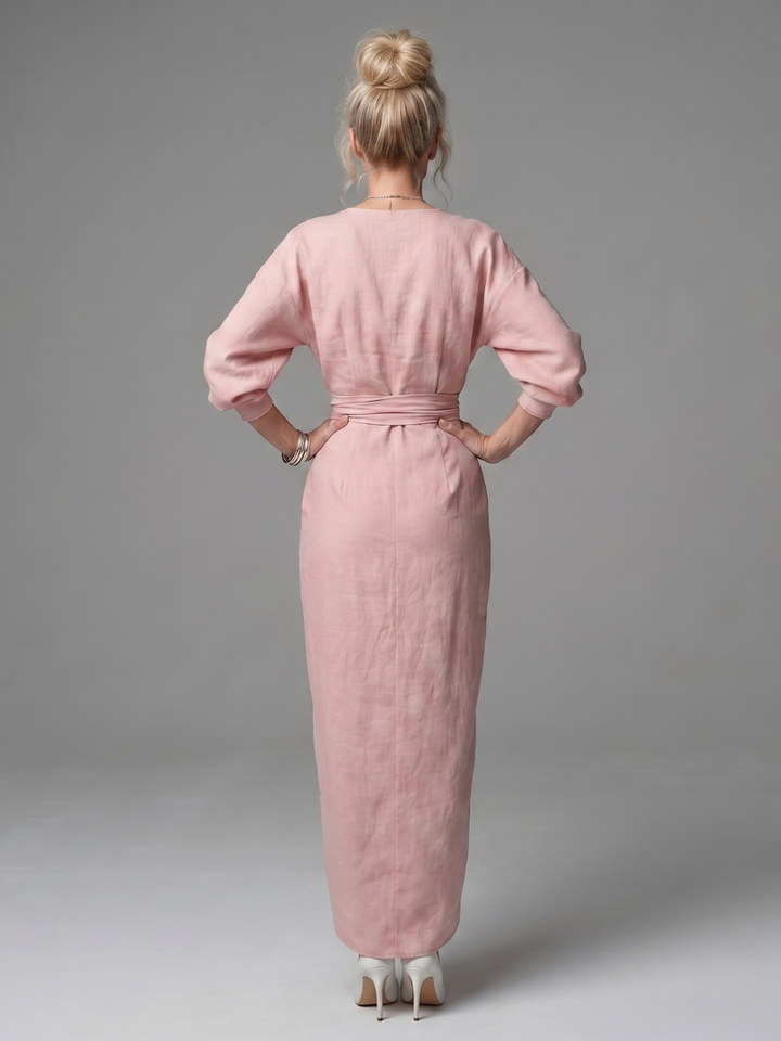 Talia long sleeve draped wrap maxi dress – image 11