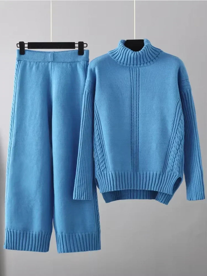 Brinley matching high neck sweater and wide leg pants set – image 3