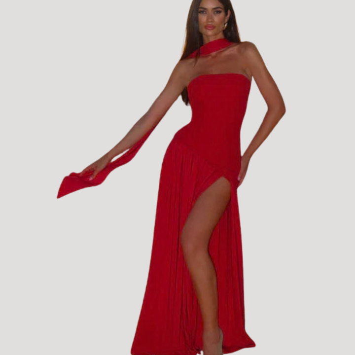 Cecily strapless maxi dress with choker neck – image 19
