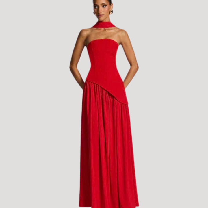 Cecily strapless maxi dress with choker neck – image 21