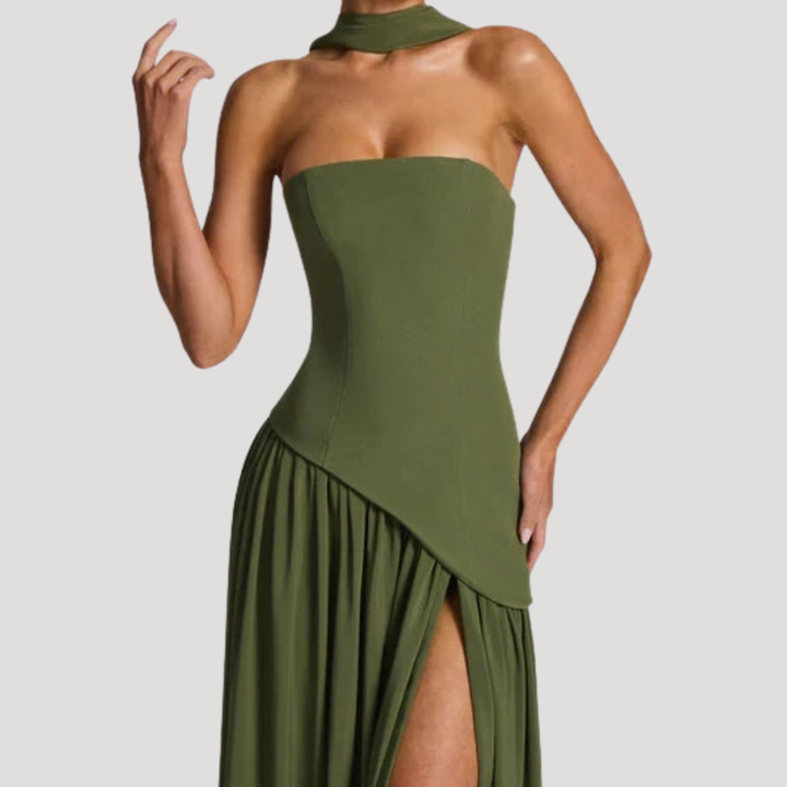 Cecily strapless maxi dress with choker neck – image 22