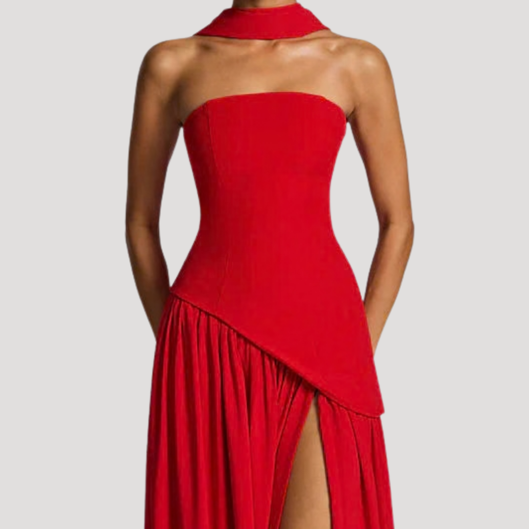 Cecily strapless maxi dress with choker neck – image 23