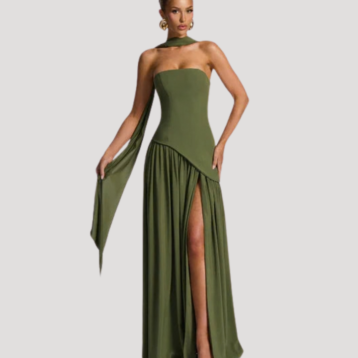 Cecily strapless maxi dress with choker neck – image 24