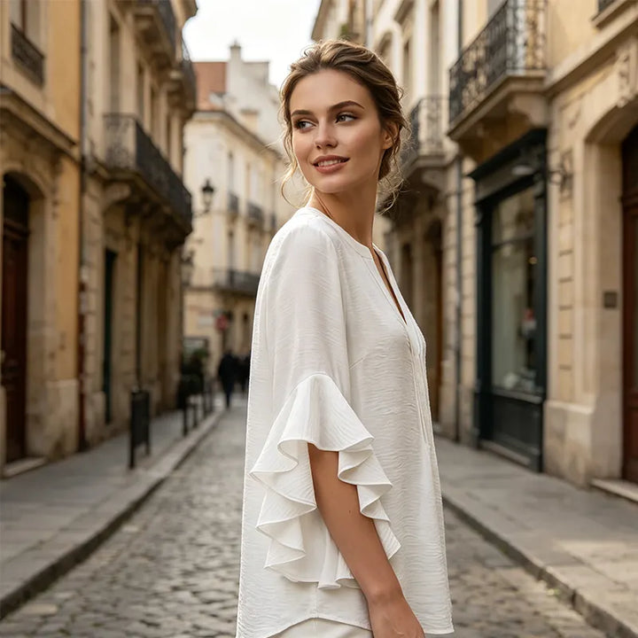 Lola v neck ruffle sleeve top – image 6
