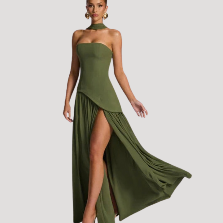 Cecily strapless maxi dress with choker neck – image 25