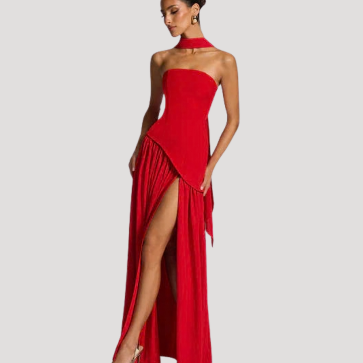 Cecily strapless maxi dress with choker neck – image 26