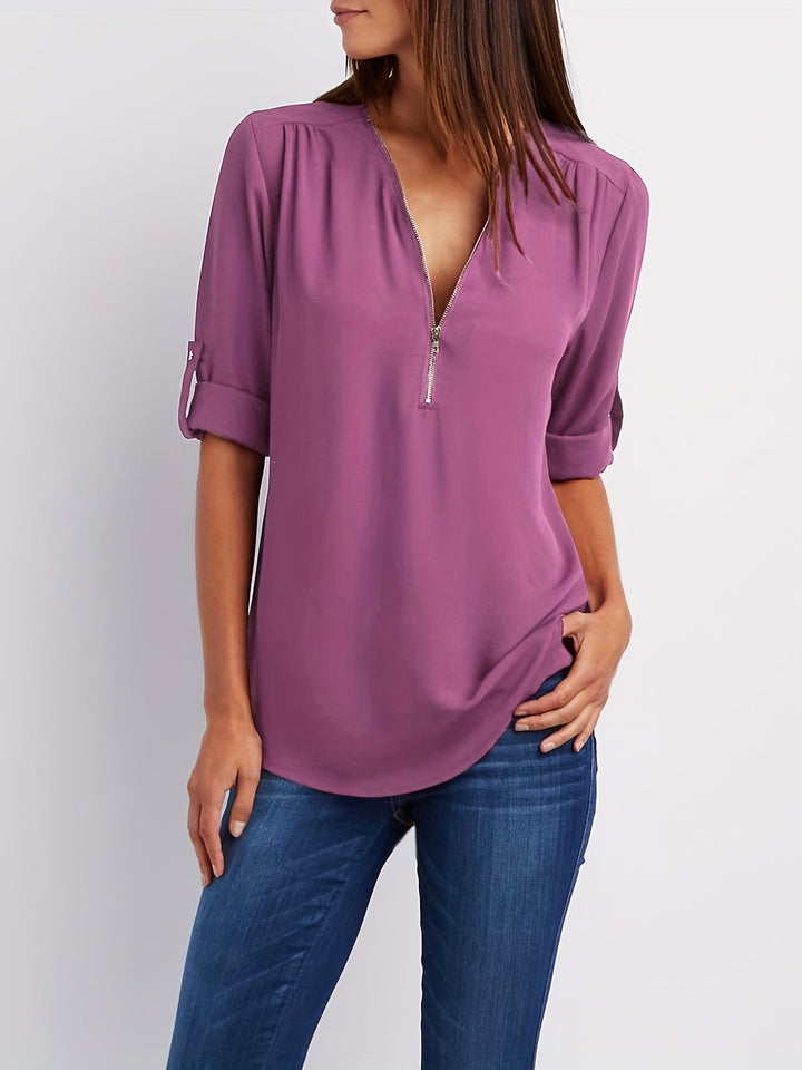Adele V neck zip blouse – image 21