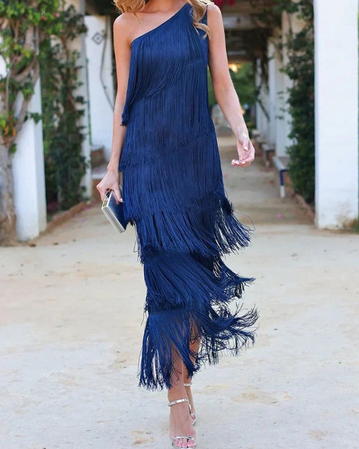 Fleur one shoulder fringe dress – image 4