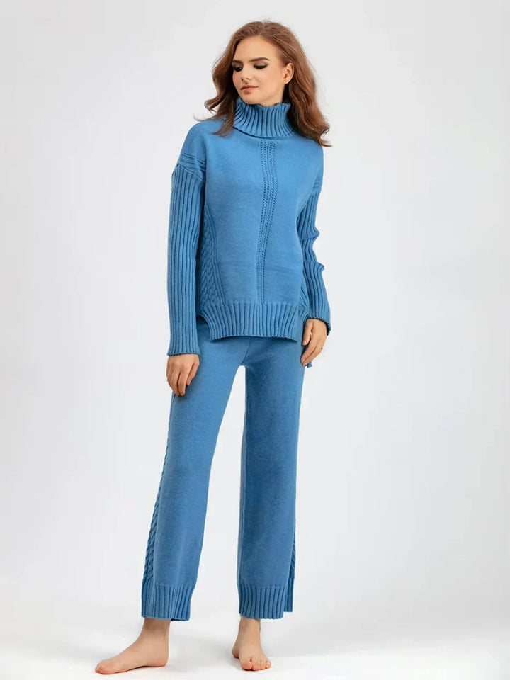 Brinley matching high neck sweater and wide leg pants set – image 9