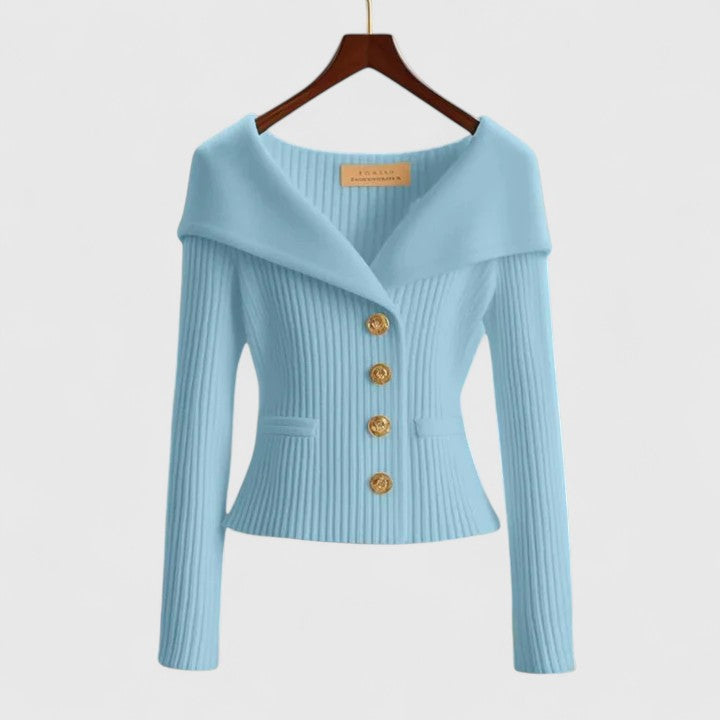 Chloe fitted wide collar cardigan – image 7
