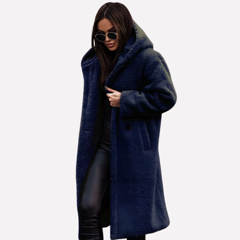 Lauren long hooded button coat