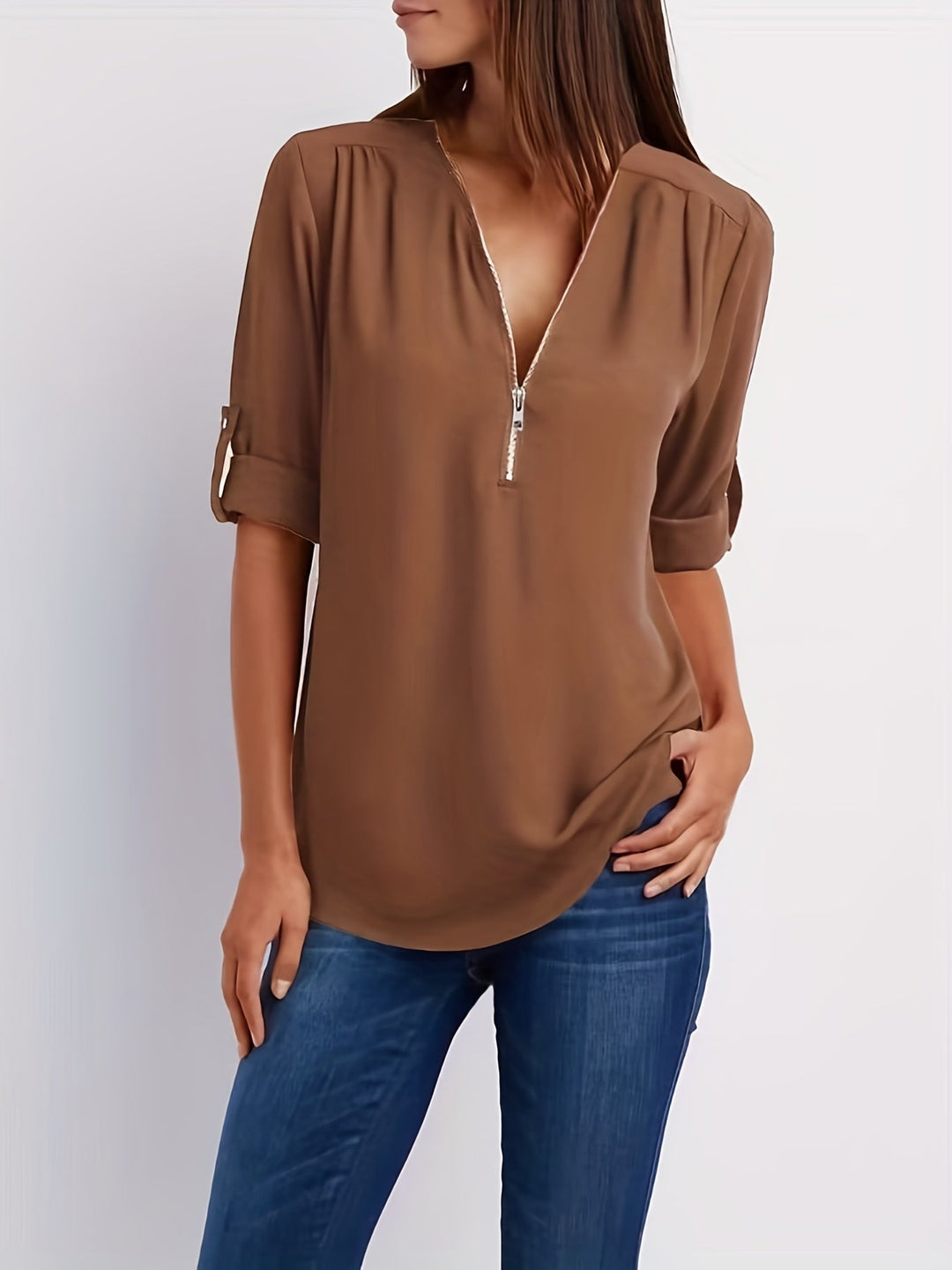 Adele V neck zip blouse – image 23
