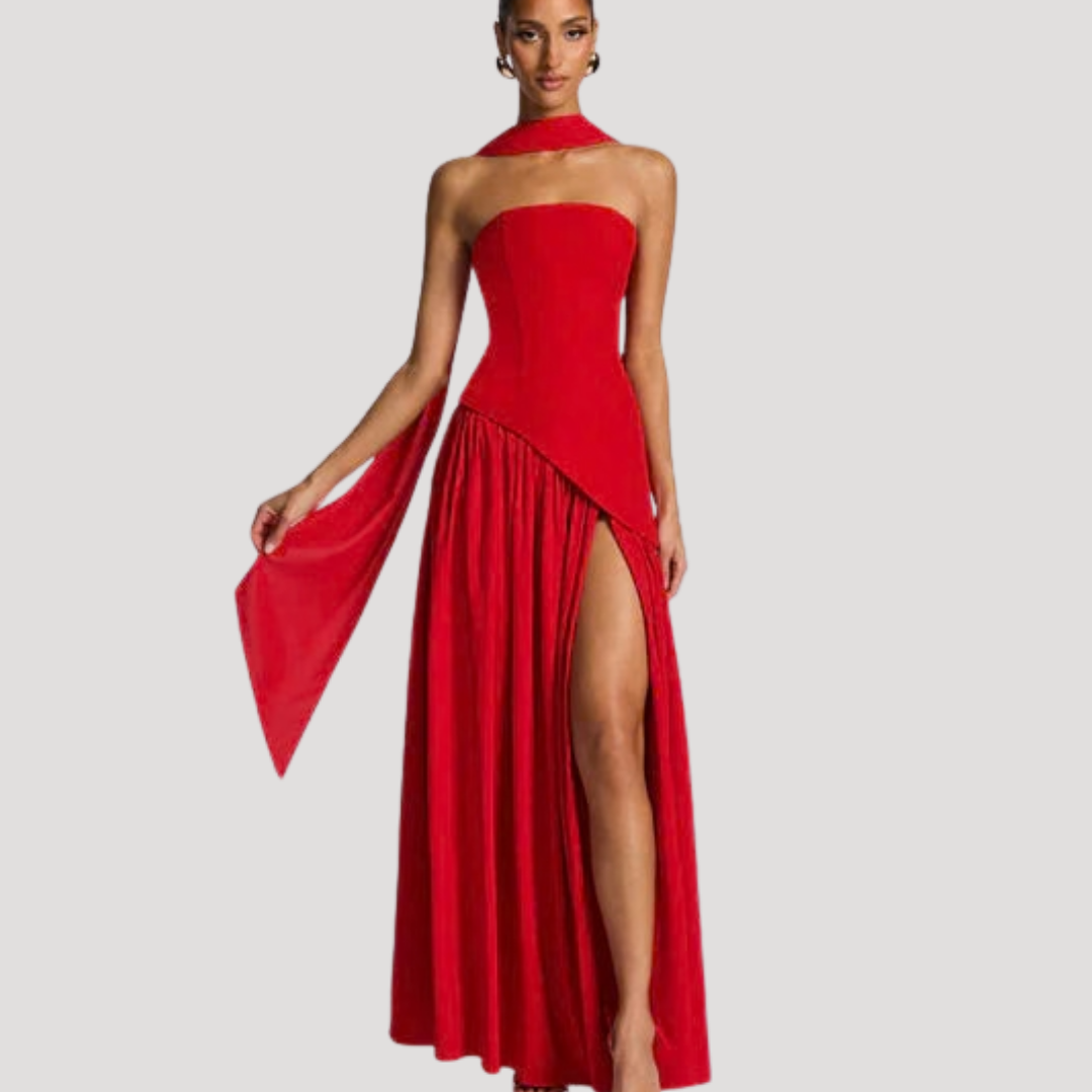 Cecily strapless maxi dress with choker neck – image 30