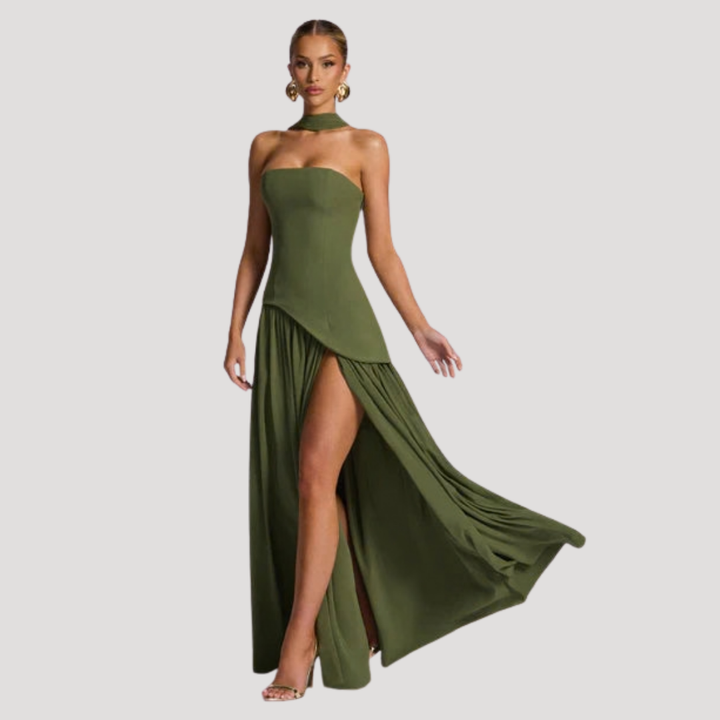 Cecily strapless maxi dress with choker neck – image 32