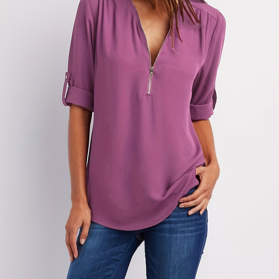 Adele V neck zip blouse – image 8