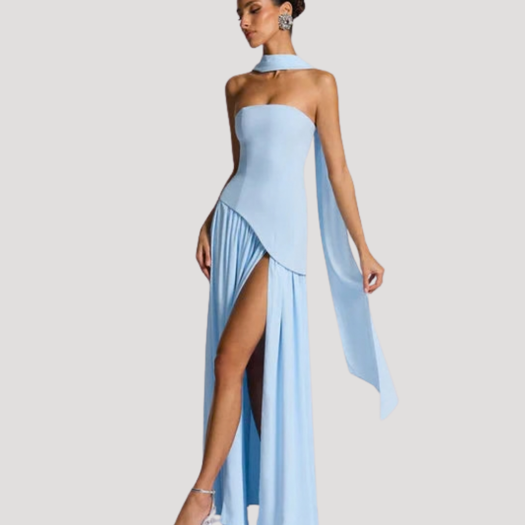 Cecily strapless maxi dress with choker neck – image 35