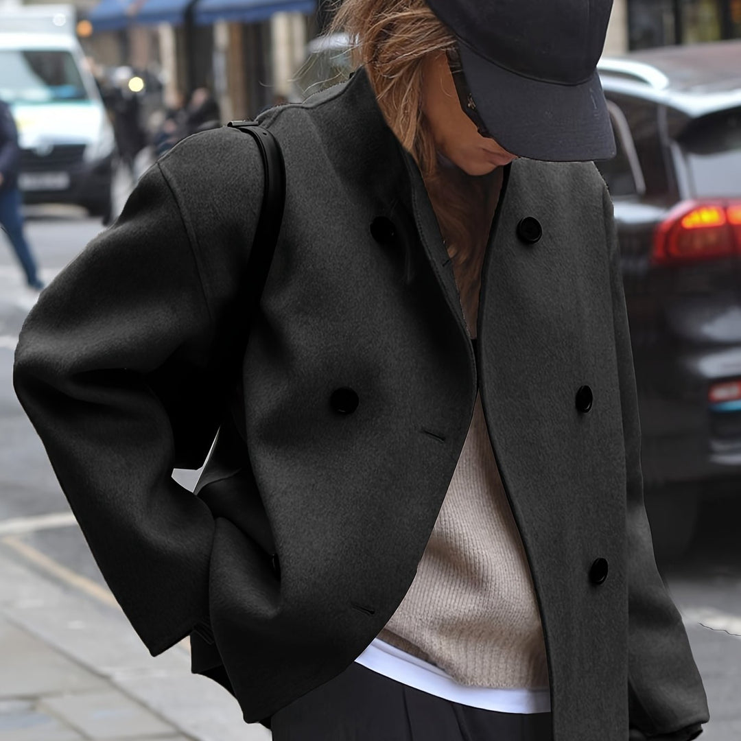 Maeve cropped stand collar pea coat – image 13