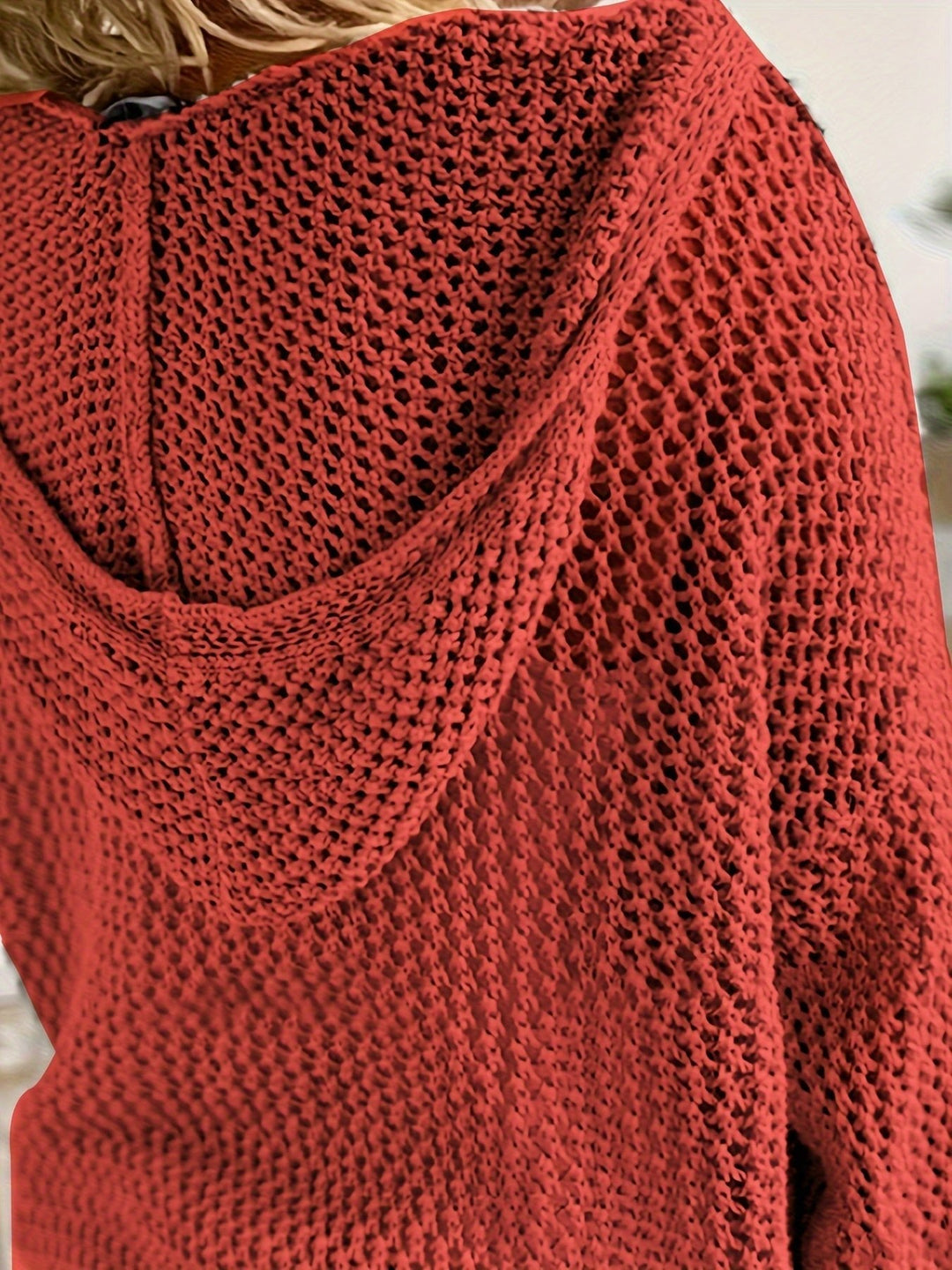 Mallory lightweight open knit hooded sweater – image 7