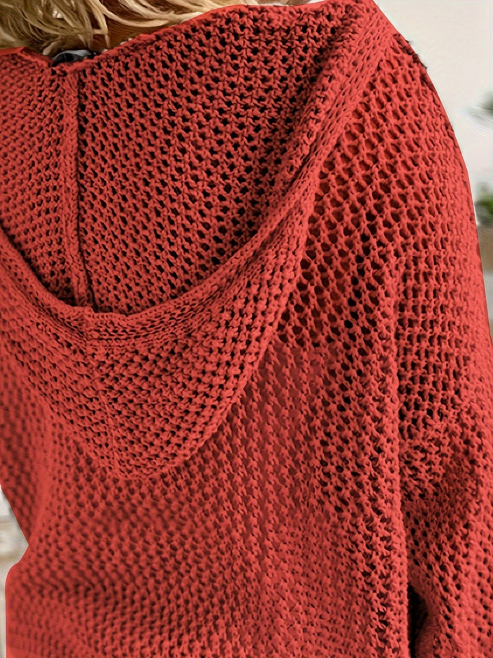 Mallory lightweight open knit hooded sweater – image 7