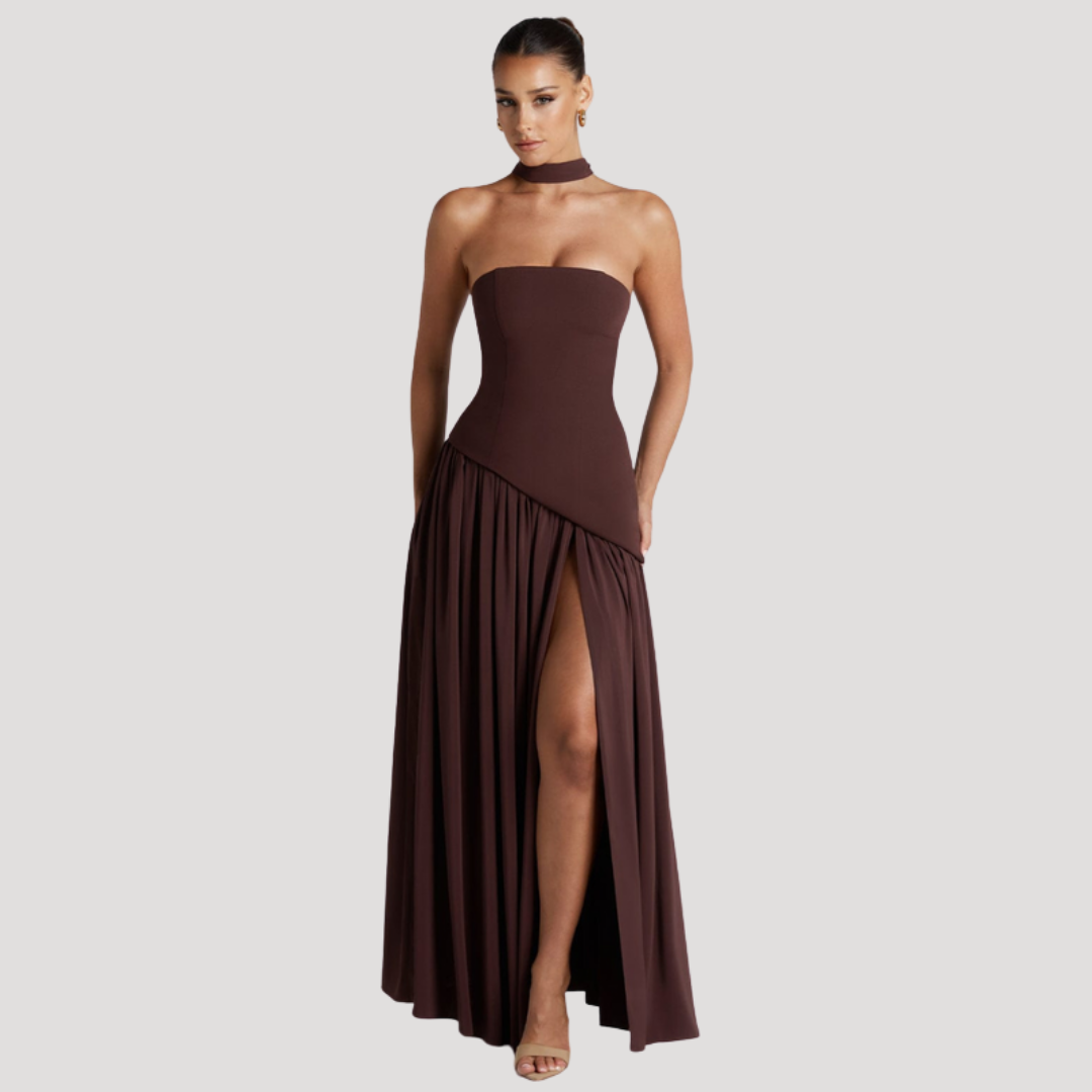 Cecily strapless maxi dress with choker neck – image 29
