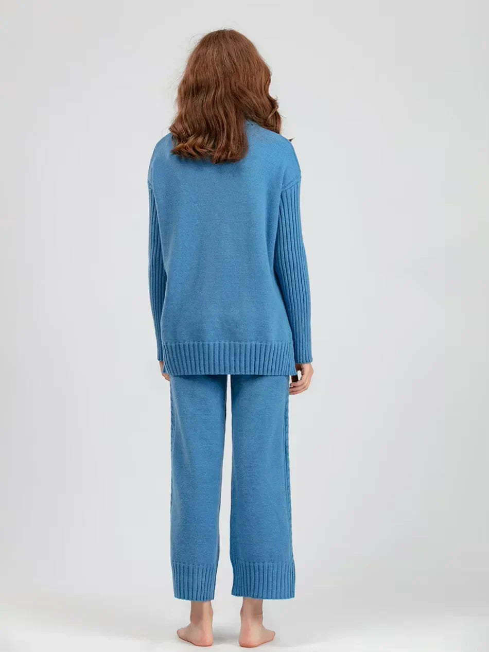 Brinley matching high neck sweater and wide leg pants set – image 10