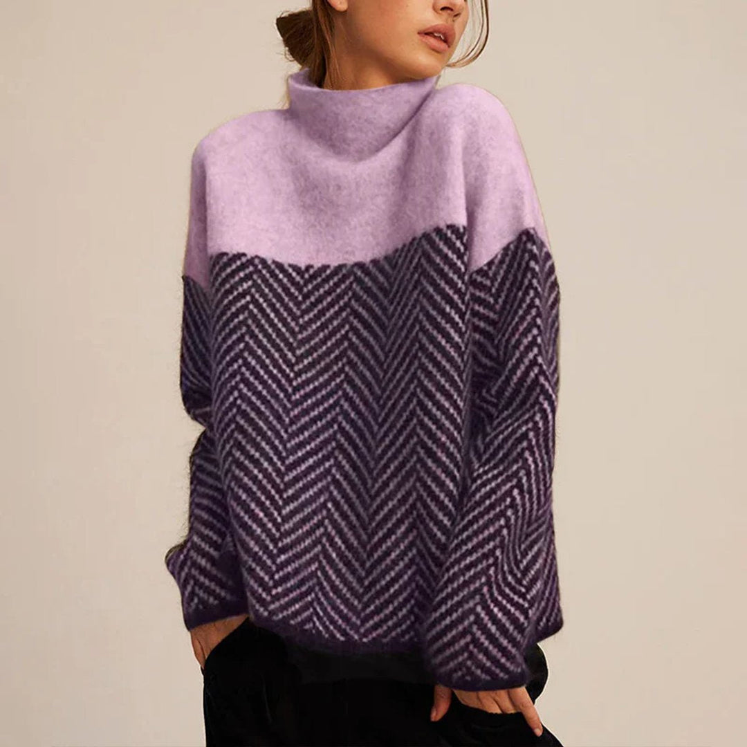 Zoya herringbone oversized turtleneck sweater – image 3