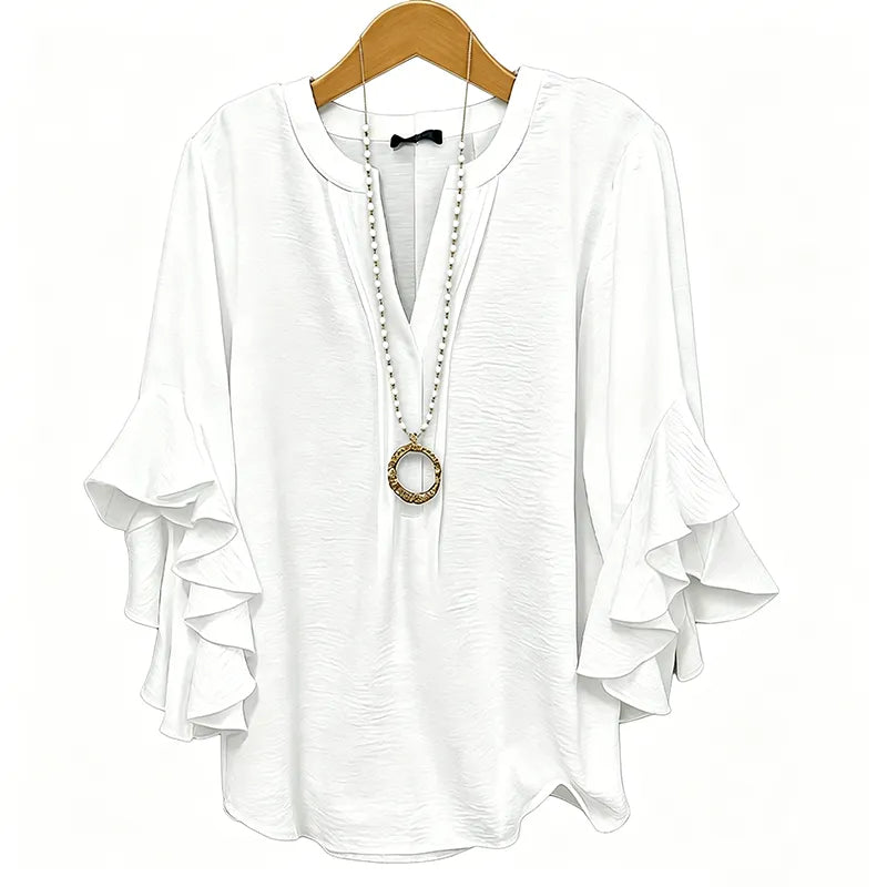 Lola v neck ruffle sleeve top – image 2