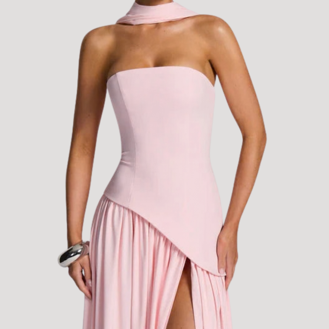 Cecily strapless maxi dress with choker neck – image 42