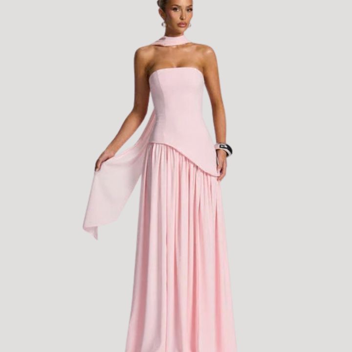 Cecily strapless maxi dress with choker neck – image 44