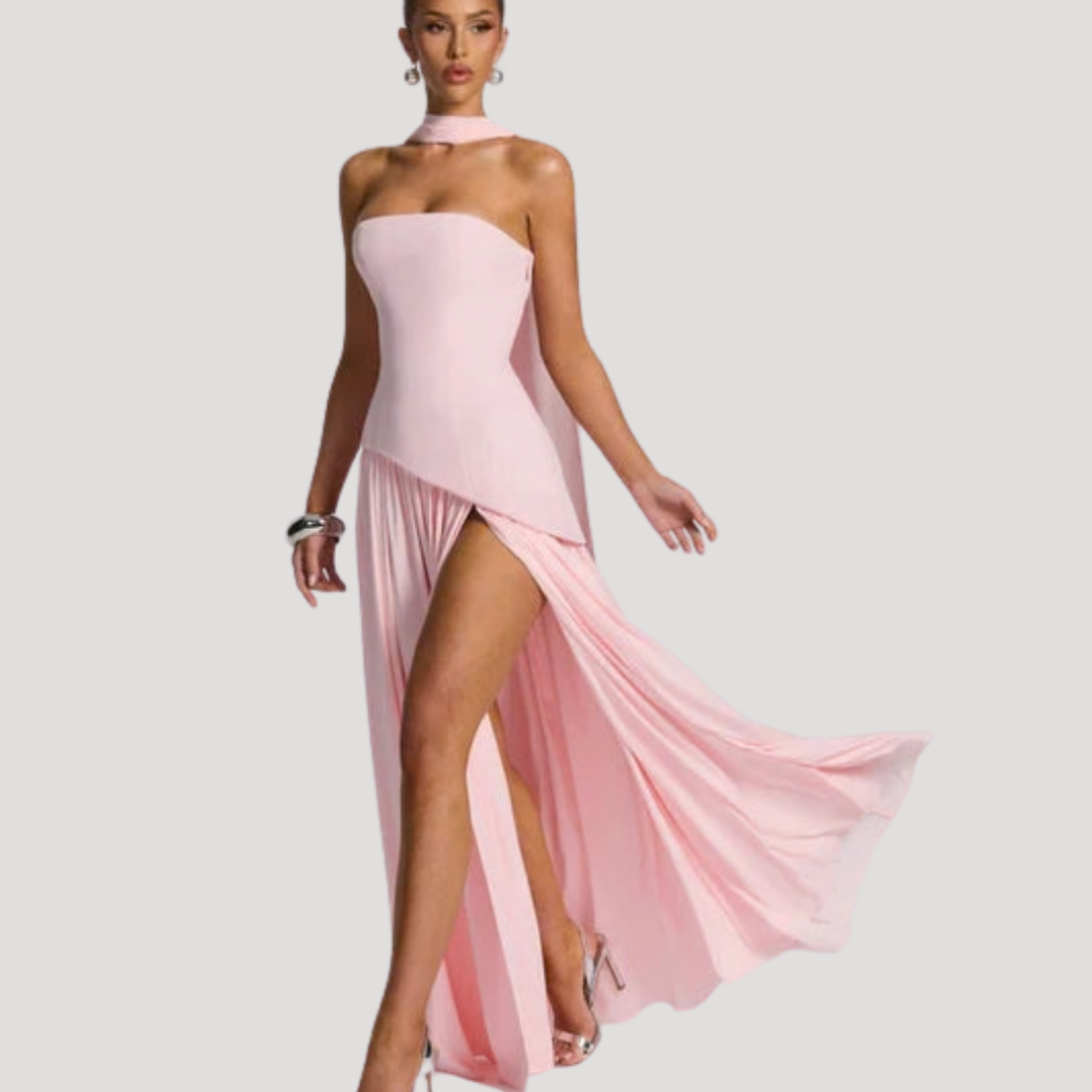 Cecily strapless maxi dress with choker neck – image 45