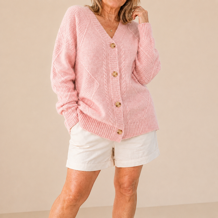 Meadow soft touch v neck button cardigan