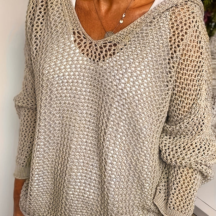 Mallory lightweight open knit hooded sweater – image 12