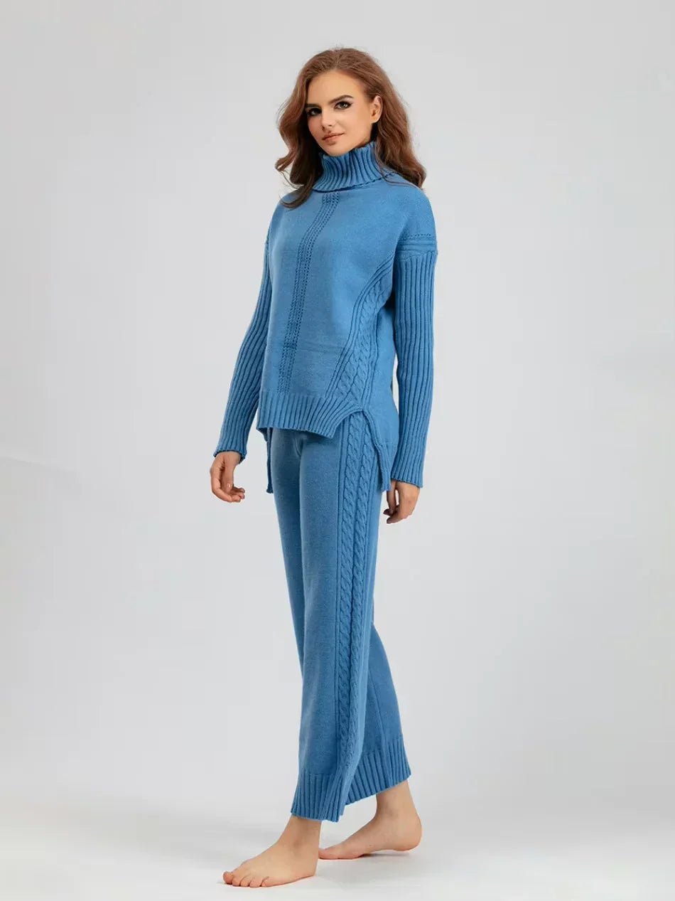 Brinley matching high neck sweater and wide leg pants set – image 11