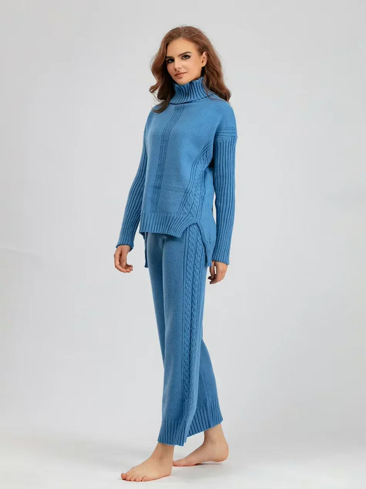 Brinley matching high neck sweater and wide leg pants set – image 11