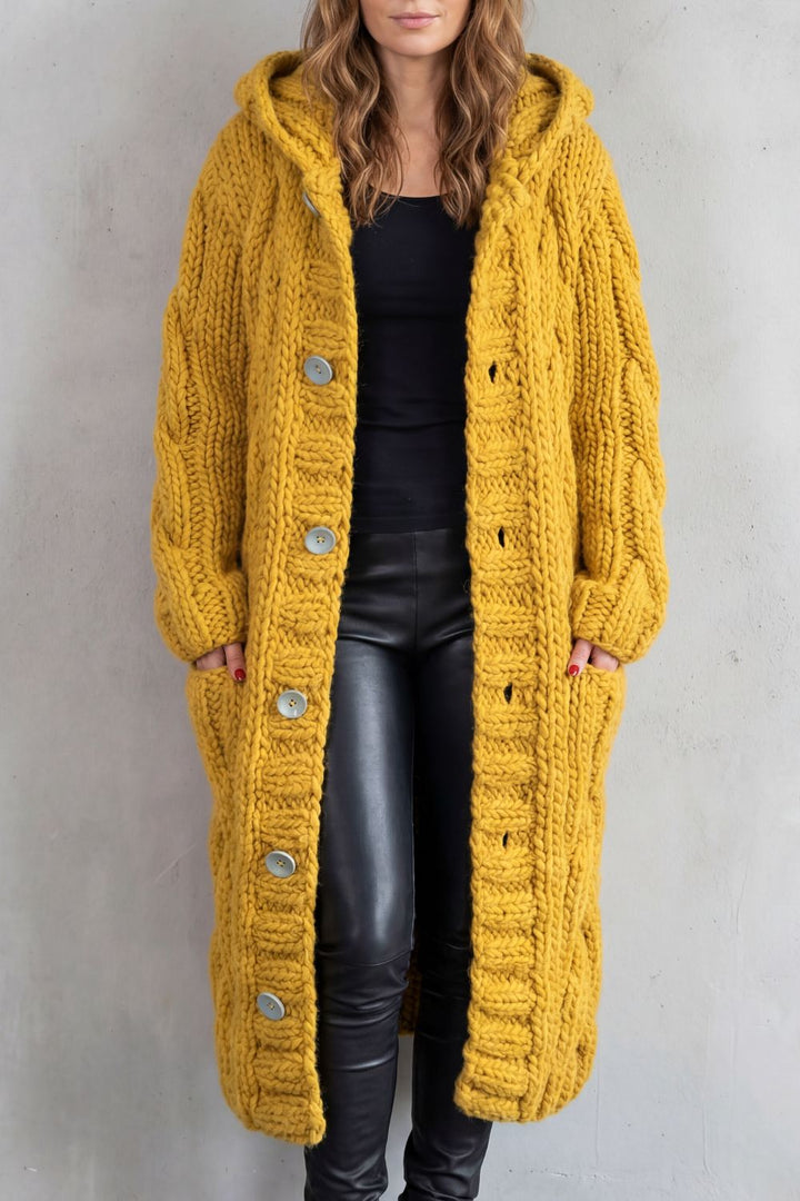 Leah oversized hooded cable knit cardigan coat – image 6