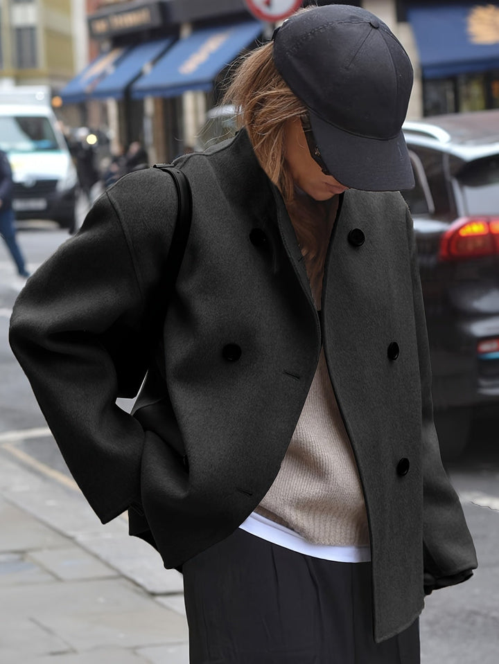 Maeve cropped stand collar pea coat – image 5