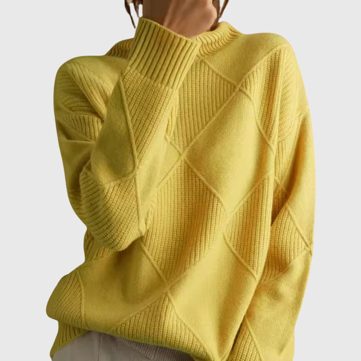 Pauline oversized diamond knit turtleneck sweater – image 3